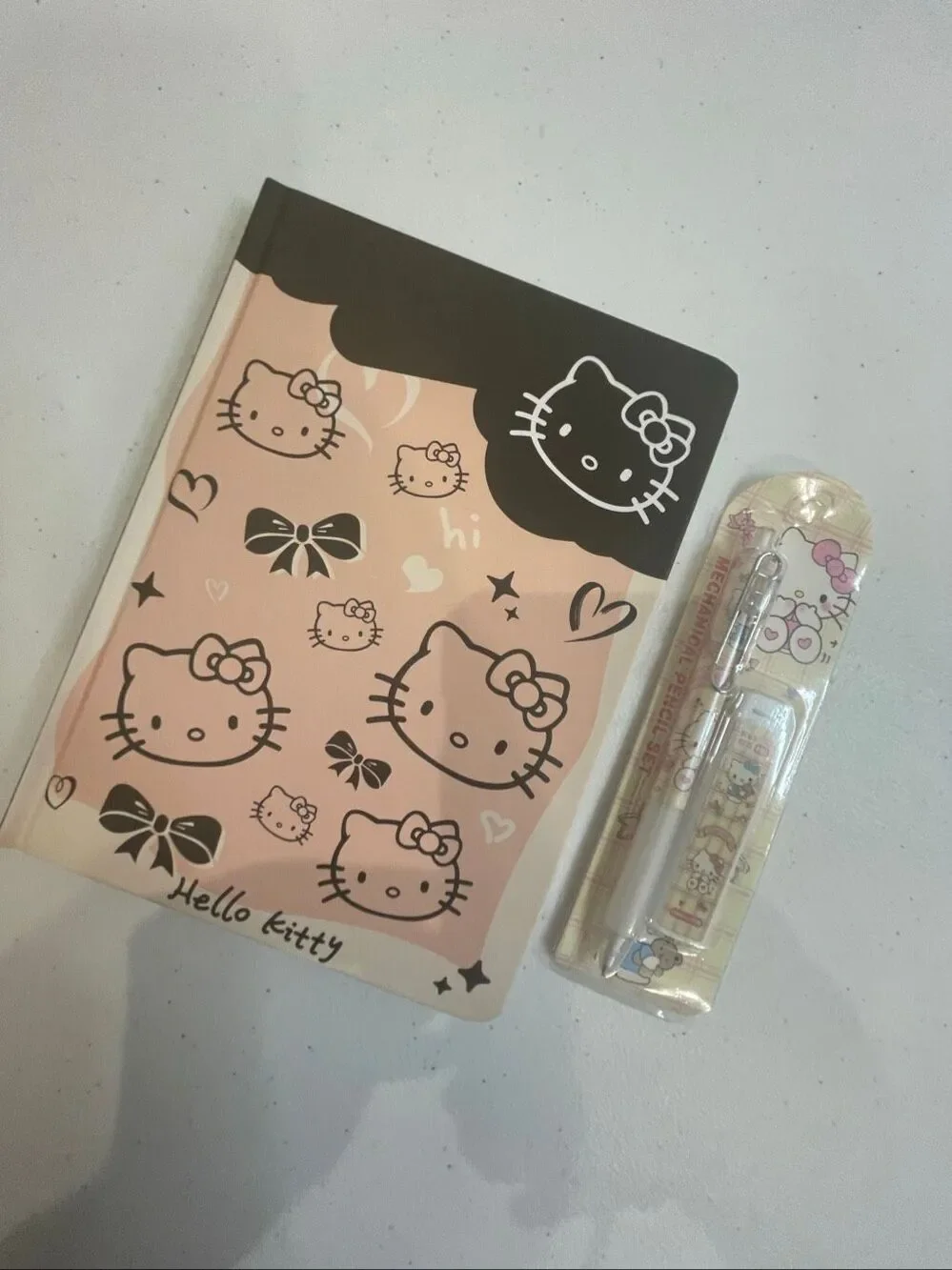 Hello Kitty hard journal diary with mechanical pencil and refills